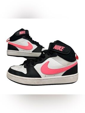 Nike Court Borough Mid 2 Pink Black White Size Big Girls 4Y Sneakers Shoes